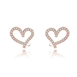 Creative design Fashion Earrings Female Simple Cute Inlays Diamond Heart -shaped Earrings Female Girlfriend Jewelry