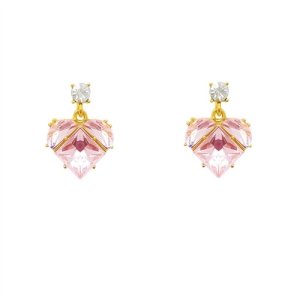 Light pink color vermiculite love metal earrings female niche design sense high -end cold wind student earrings earrings ear decoration