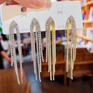2025 The new goddess temperament, tassel atmosphere high -level sensory earrings 925 silver needle niche light luxury personality earrings