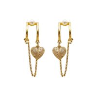 Full Diamond Love Chain Stitch Earrings Female Niche Design Senior Sweet Cool Hot Girl Earrings Personalized Early Ear