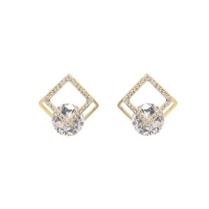 New geometric block vermiculite earrings High -quality 925 silver needle simplicity and exquisite temperament net red ear accessories