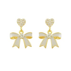 2025 new love bow, drip oil ear ring tide niche design sense high -end light luxury earrings