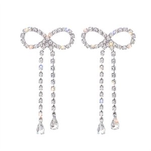 2025 new 925 silver needle full diamond bows, exaggerated earrings tide Korean ears, ear penetration temperament, net red exaggerated earrings