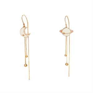 Korean version of the Earth Moon Ear Ear, Short Facial Sutu Earrings Net Red Earrings 925 Silver Needle Ladies Ear