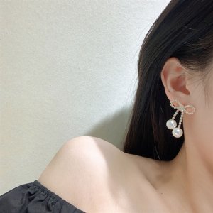 925 Silver Needle Heart Bow Pearl Earrings Niche Sweet Student Earrings Korean Fashion temperament earrings female