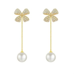 2025 Bowlon Flowing Su earrings Fashion temperament Pearl earrings Korean new tide design sensory earrings