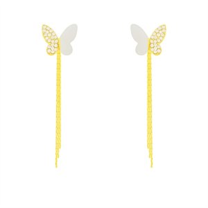 Korean version of the niche design sense White Fritillaria Bow Small Stream Sutu Earrings Female Autumn and Winter Advanced temperament Net Red Earrings