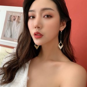 2025 new European and American long diamonds inlaid geometric earrings Temperament tingee earrings female fashion super glittering ear jewelry