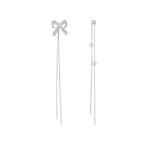 925 Silver Needle Korean Flash Bow Earrings High -level Symptimable Asymmetric Earrings New Exaggerated earrings Woman