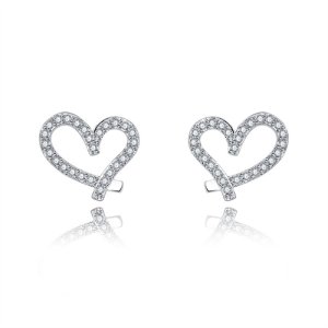 Creative design Fashion Earrings Female Simple Cute Inlays Diamond Heart -shaped Earrings Female Girlfriend Jewelry