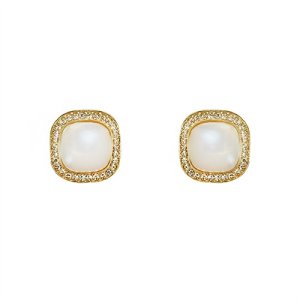 925 silver needle geometric block earrings Baroque pearl earrings high -level sensitive earrings niche temperament
