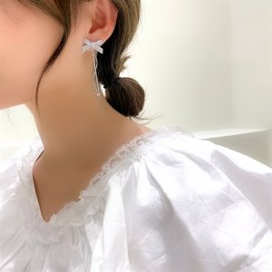 Light luxury niche design sensor earrings high -level simplicity, cold windson ears 925 silver needle personality net red earrings