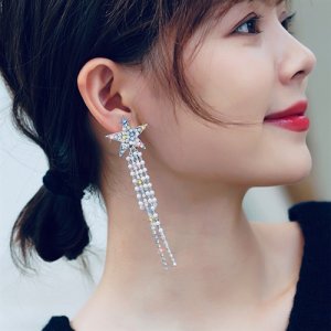2025 Goddess Long Su Earr Earroton Net Red Advanced A sense 925 Silver Needle Pentagram Earrings Atmospheric Earrings