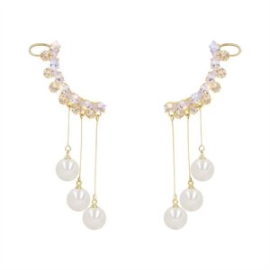 Korean version of the new earrings fairy 925 silver needle pearls, pearls, ear straw earrings, stylish temperament ear pendant personality earrings women