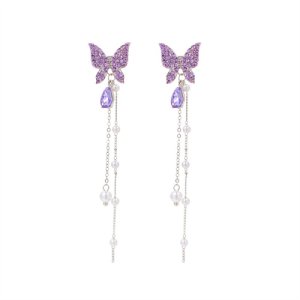 S925 Silver Needle Fairy Sweet Butterfly Ears Senior Ladies Family Skin -Pearl Liu Susan Face Thin Earrings Woman