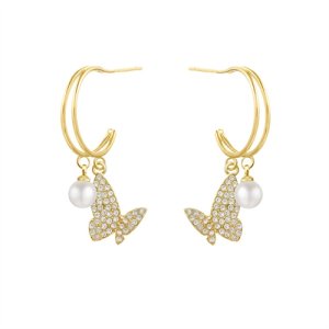 925 Silver Needle Pearl Earrings Earlier High -grade Bow Earrings Light Luxury Subsidity Earrings Earrings