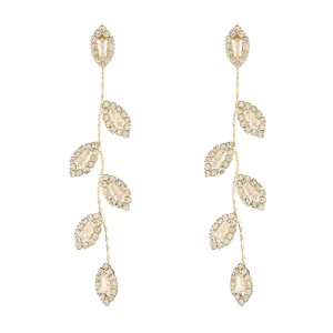 925 Silver Needle Fashion Exaggerated Micro Mosaus Leaf Earrings Female Korean Edition Long Temperature Net Red Earrings Ear