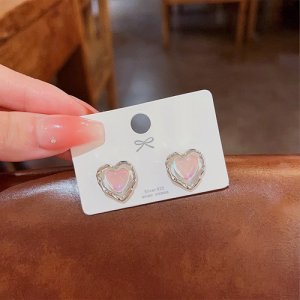 S925 silver needle irregular moonstone earrings female simplicity, cute small temperament earrings female Korean earrings