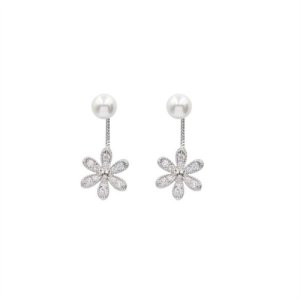 Korean version of Shen Min'er, the same flower earrings, flowers, pearl, pearl, hook hanging daisy earrings, fashion women's earrings